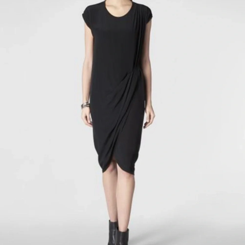 all saints black silk dress NWOT! ALLSAINTS JEMIMA Velvet Wrap Dress Stars Black & Gold Size: 4 US | 8  UK